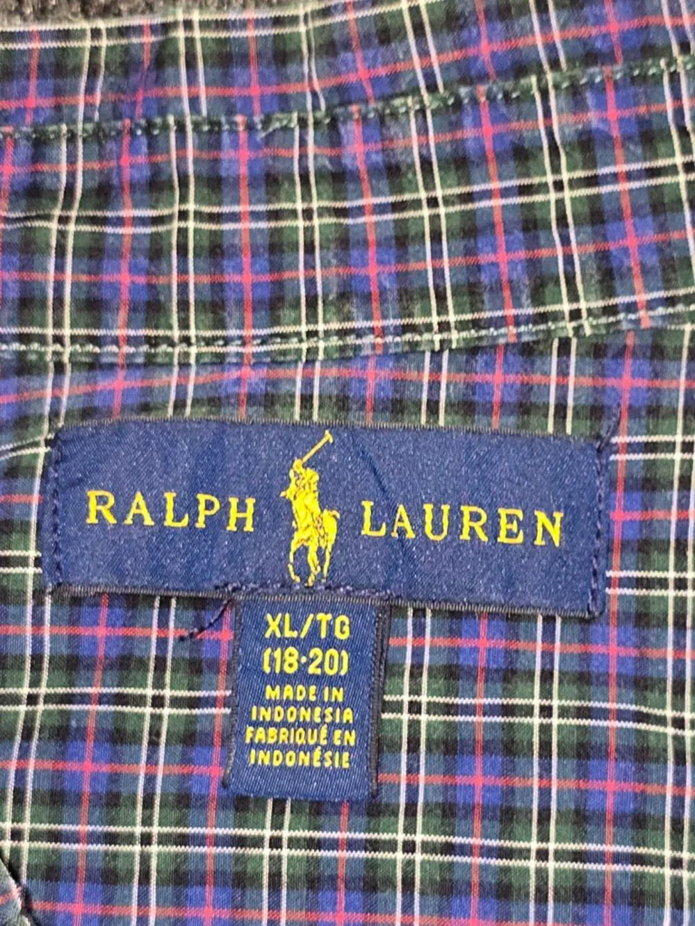 Ralph Lauren Boys Long Sleeve Plaid Shirt Youth XL (18‑20) Blue Green Purple Che